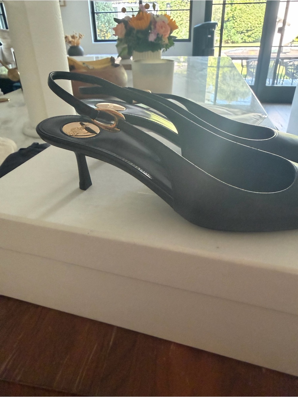 Saint Laurent Vendome Leather Slingback Pumps - Picture 4 of 6